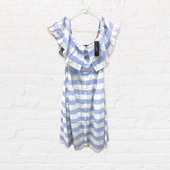 Transatlantic Voyage Blue and Ivory Striped Midi Dress - Picture 5 of 7